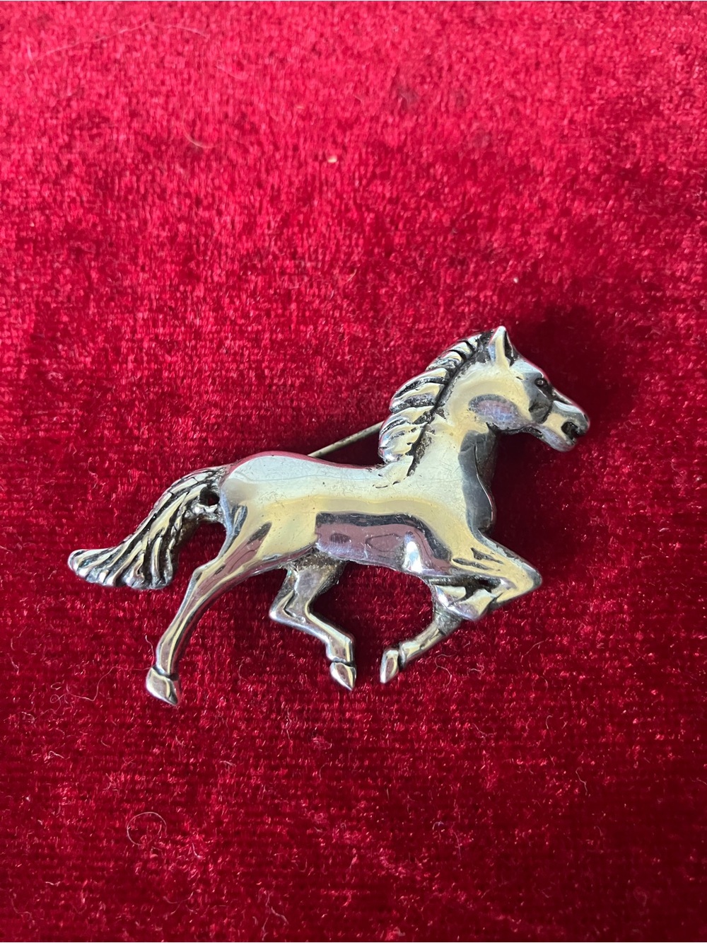 Glenn Sandoval GS Sterling Silver Running Horse Pin Brooch Southwest 13.5g.